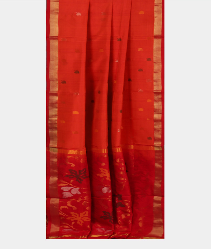 Orangish Pink Uppada Silk Saree T3828752