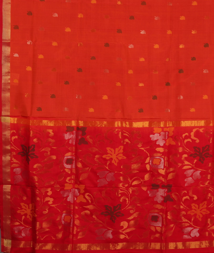 Orangish Pink Uppada Silk Saree T3828754