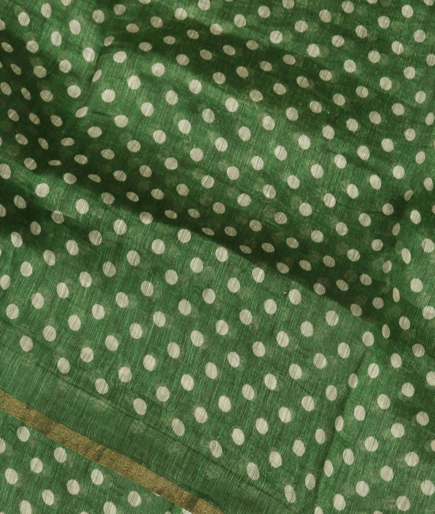 Green Linen Printed Saree T385066-image