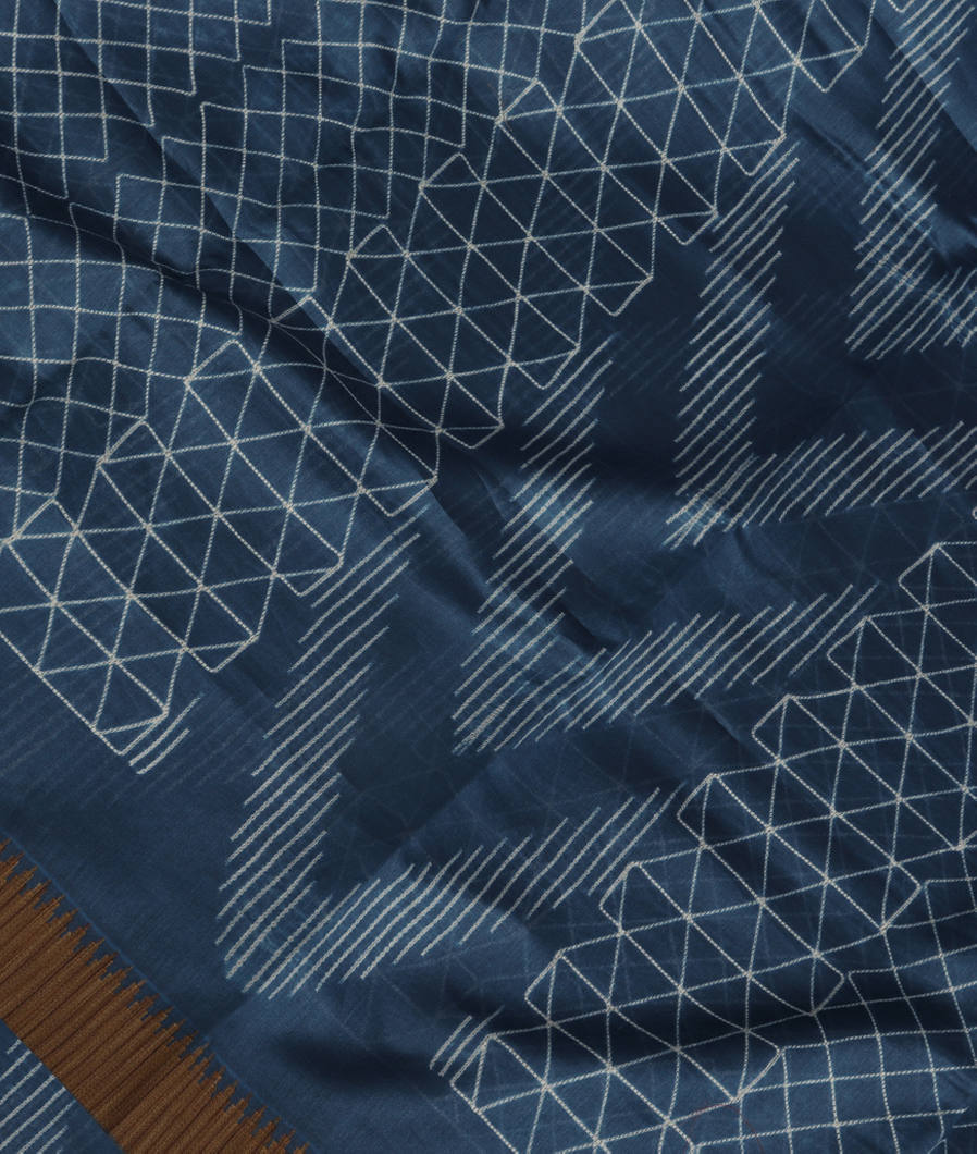 Blue Soft Printed Cotton Saree T383388-image