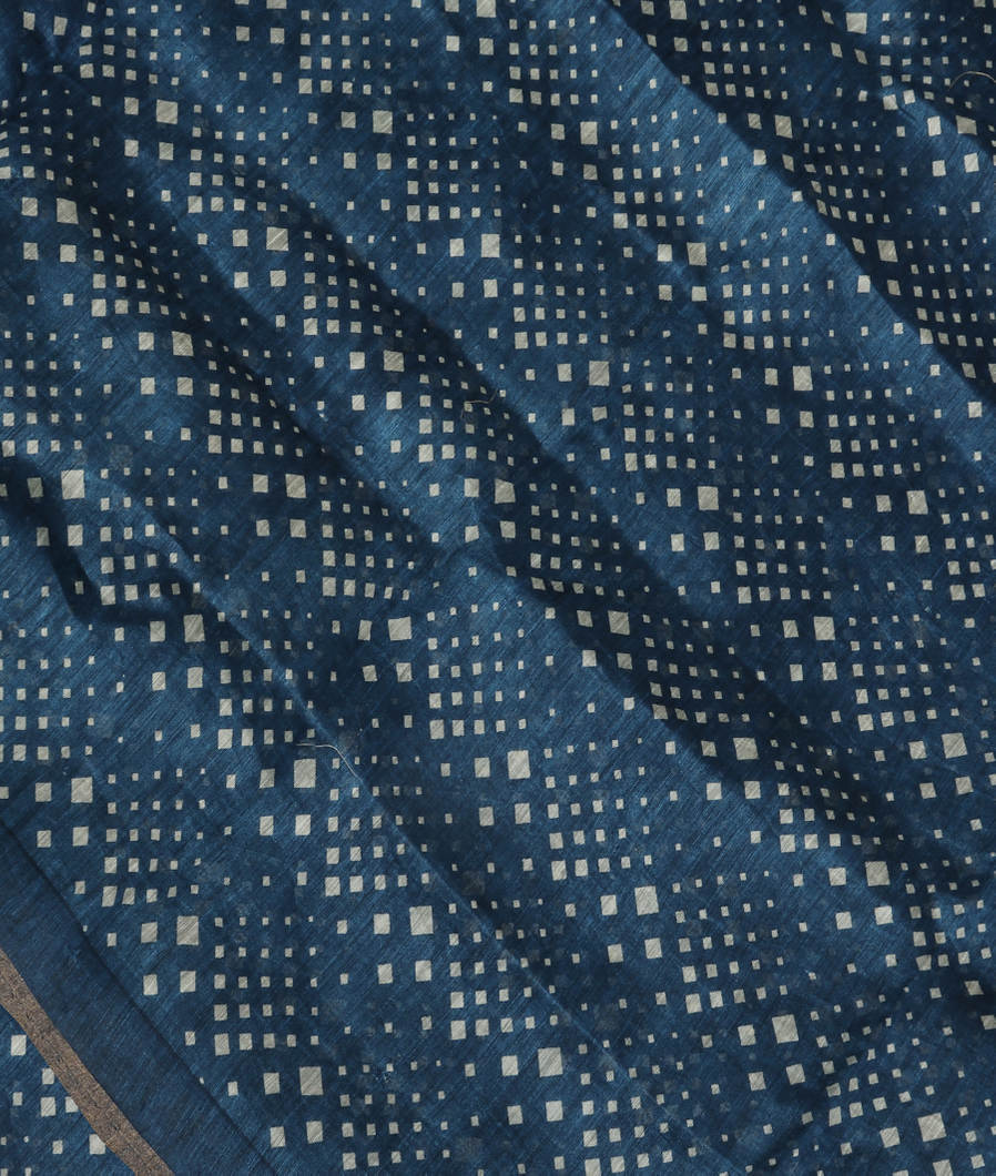 Blue Linen Printed Saree T385065-image