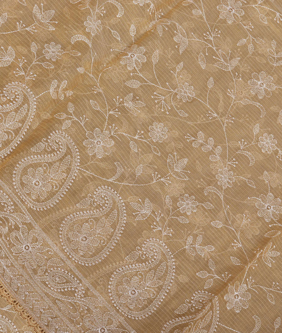 Yellow Silk Kota Embroidery Saree T379132-image