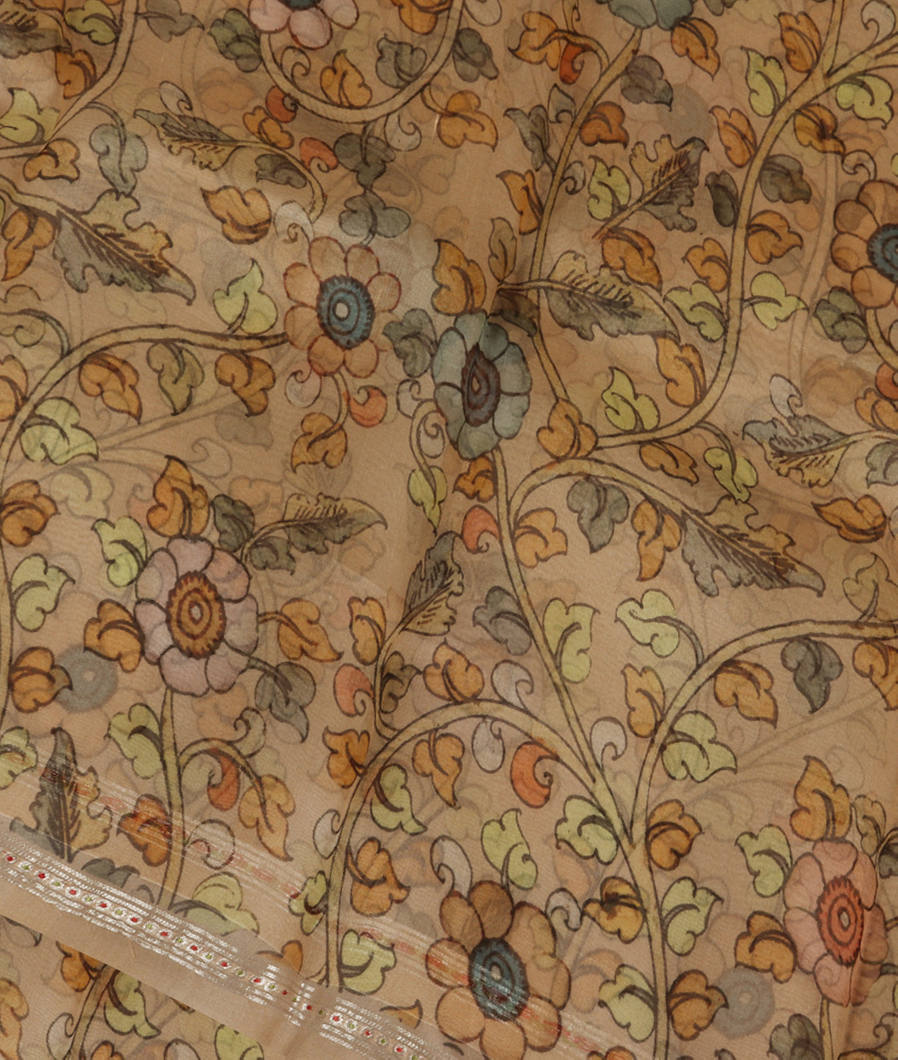 Beige Kora Organza Printed Saree T248930-image