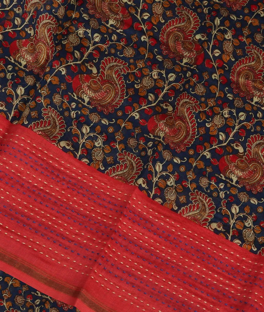Blue Soft Printed Cotton Saree T382928-image