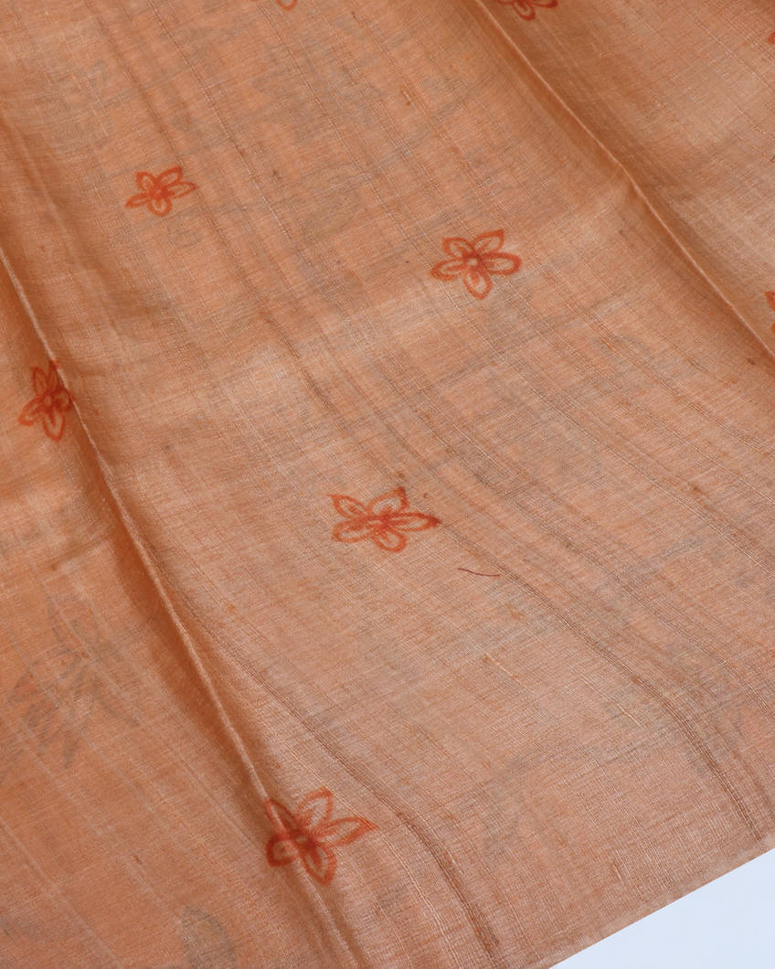 Grey Tussar Printed Saree T3832993