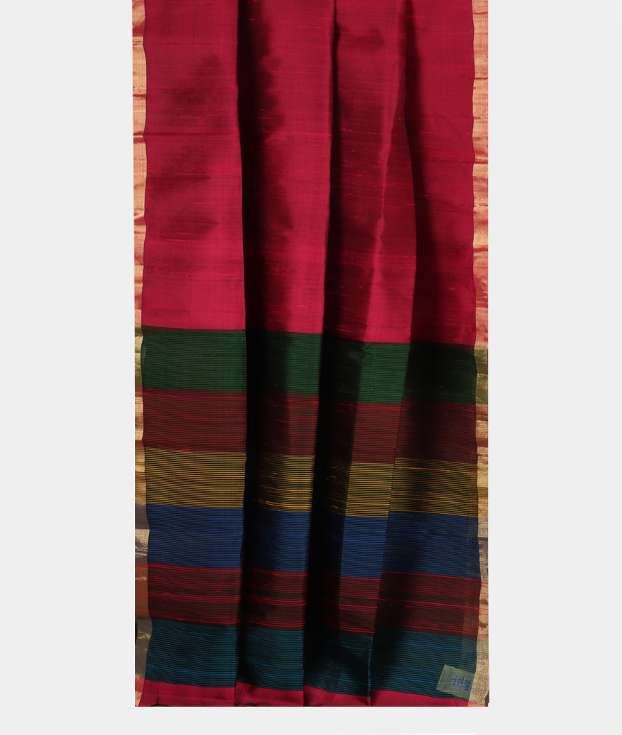 Reddish Pink Woven Raw Silk Saree T3843302