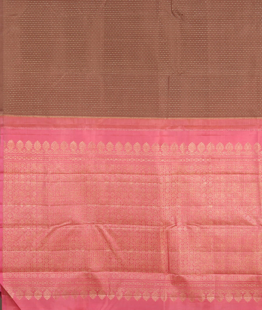 Brownish Pink Handwoven Kanjivaram Silk Saree T3686754