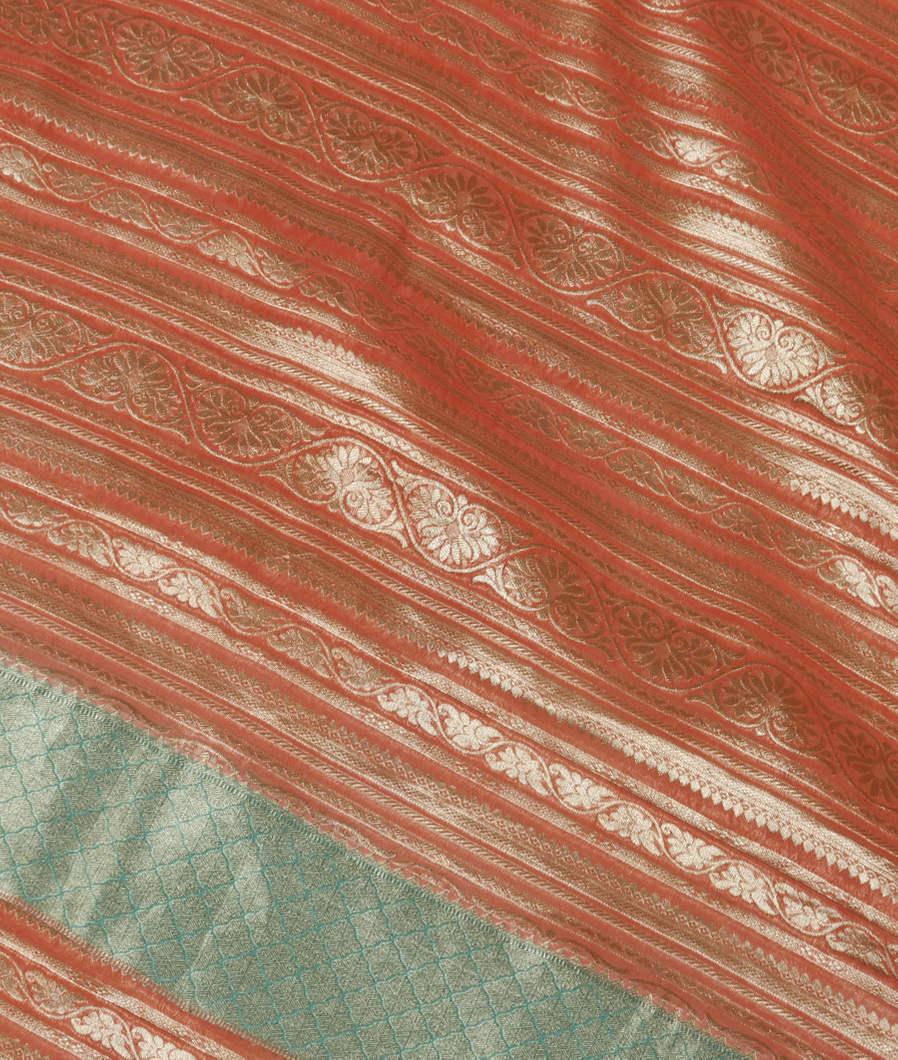 Salmon Pink Crepe Silk Saree T372422-image