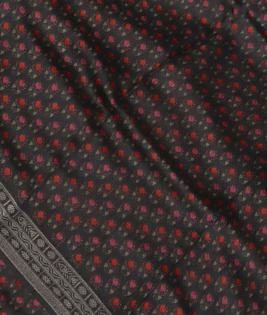Black Soft Tussar Printed Saree T257839-image