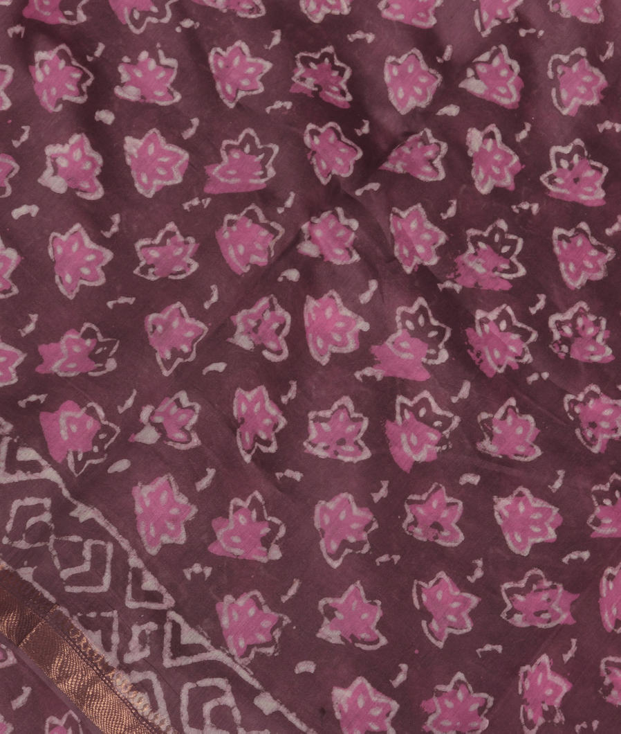 Purple Soft Printed Cotton Saree T383429-image
