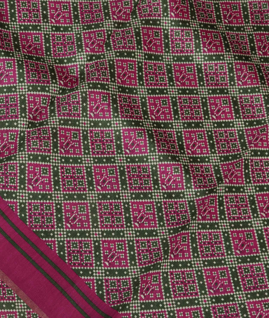 Green Soft Tussar Printed Saree T258190-image