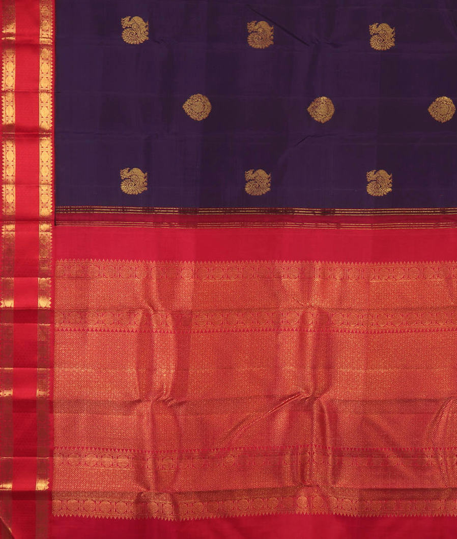 Purple Handwoven Kanjivaram Silk Saree T3070904