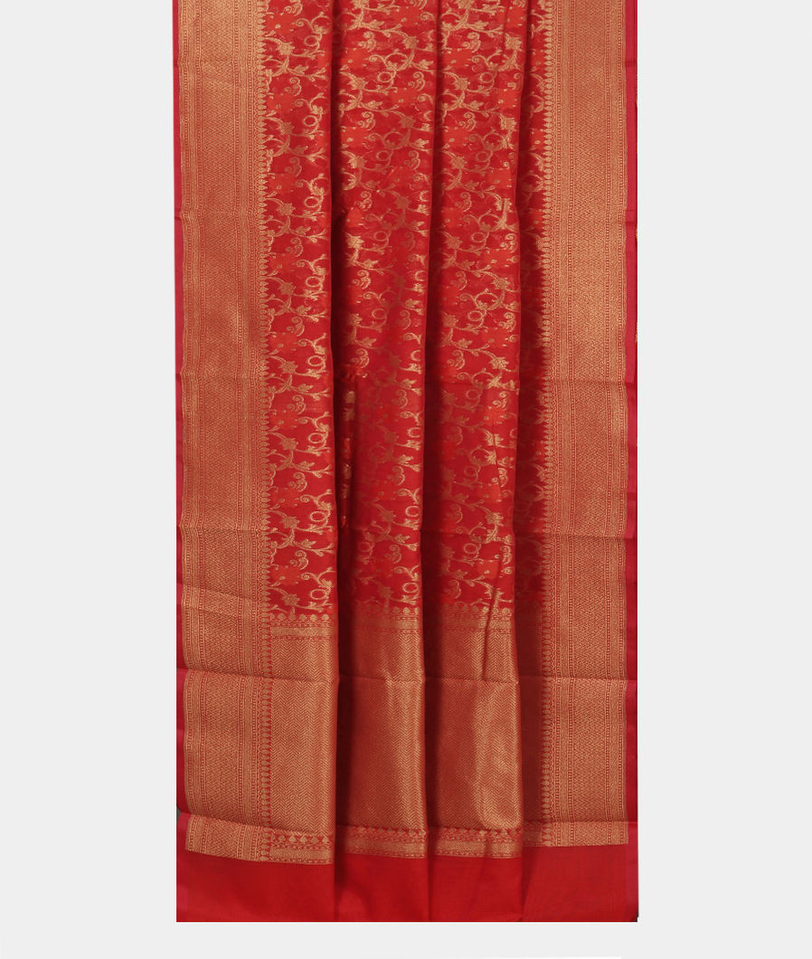 Orange Banaras Cotton Saree T3802642