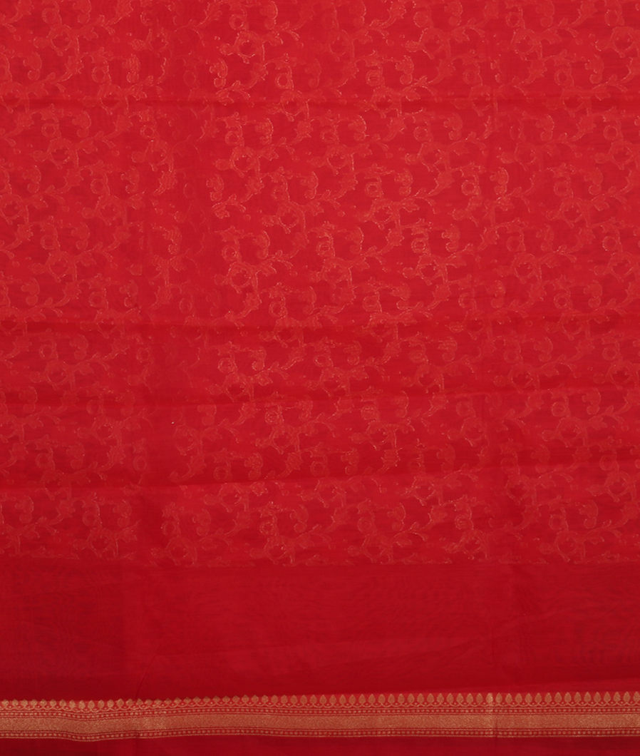 Orange Banaras Cotton Saree T3802643