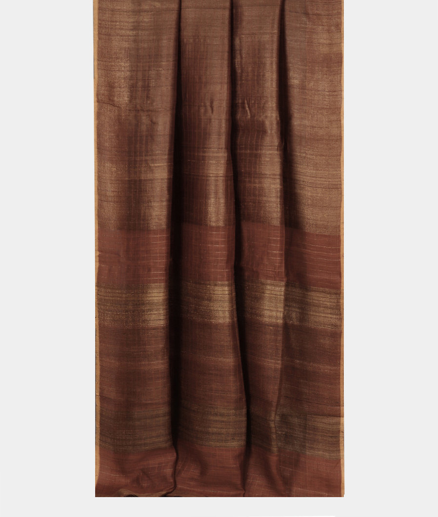Brown Handwoven Tussar Saree T3818042
