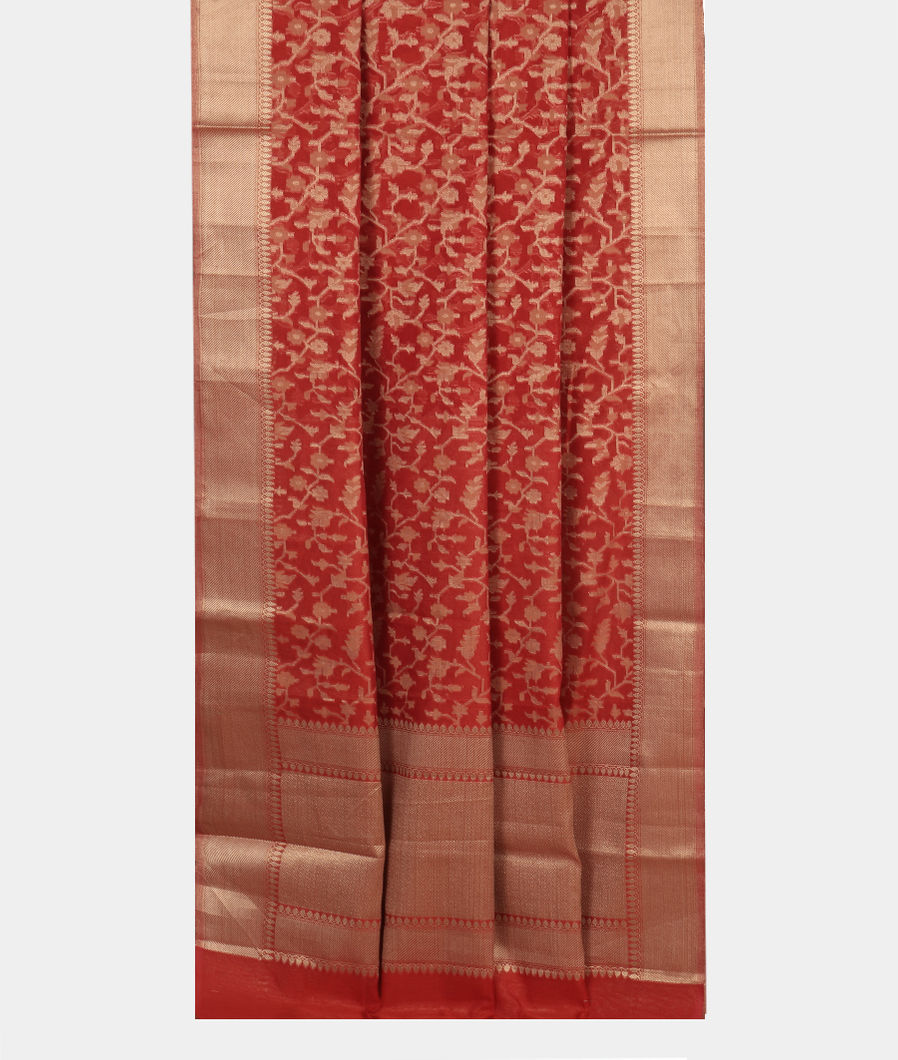 Red Banaras Cotton Saree T3774862