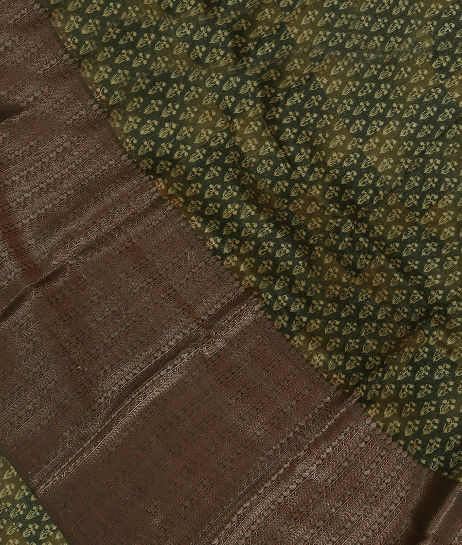 Green Soft Printed Cotton Saree T384216-image