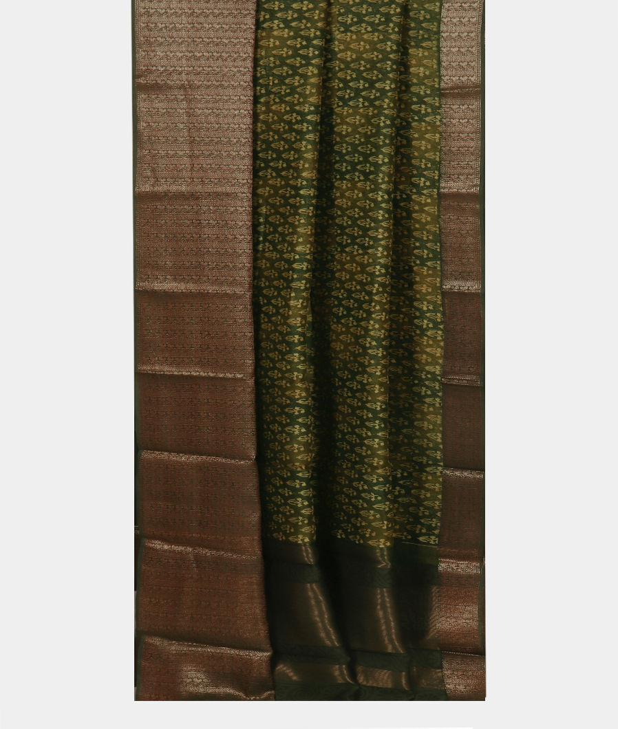 Green Soft Printed Cotton Saree T3842162