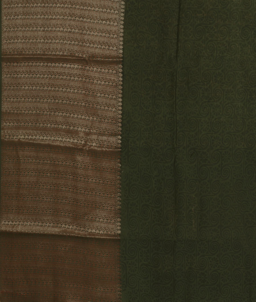 Green Soft Printed Cotton Saree T3842163