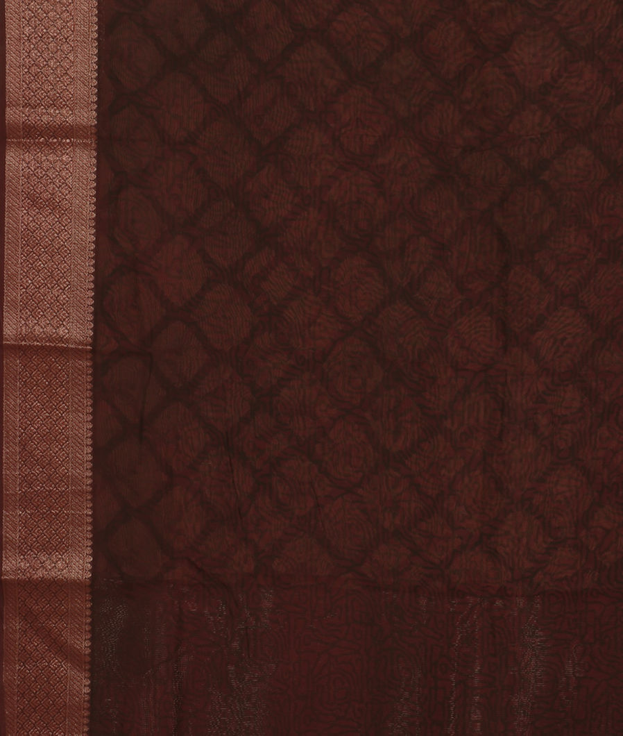 Deep Brown Soft Printed Cotton Saree T3846243