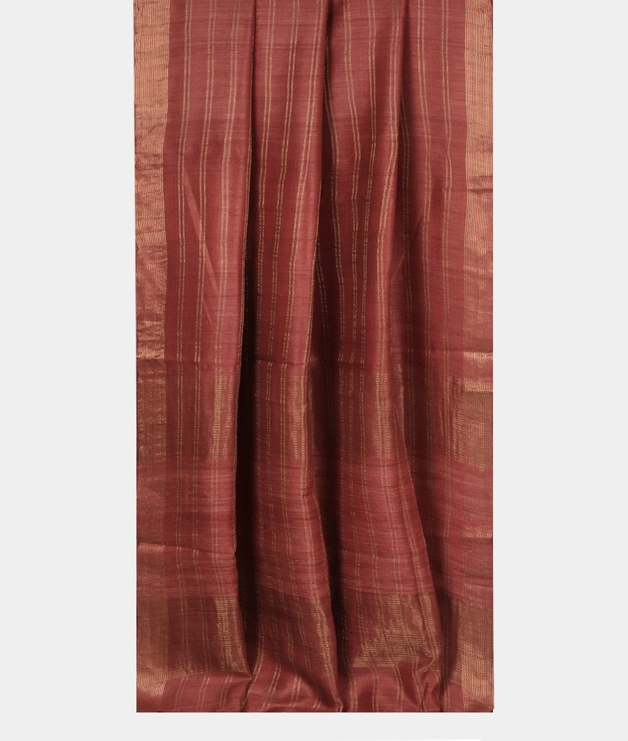 Rust Handwoven Tussar Saree T3817522
