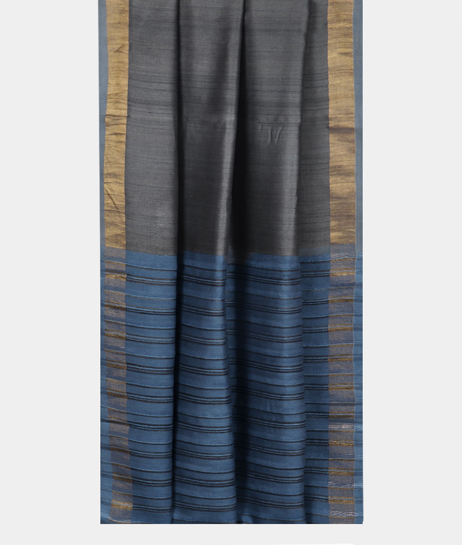 Grey Handwoven Tussar Saree T3817822
