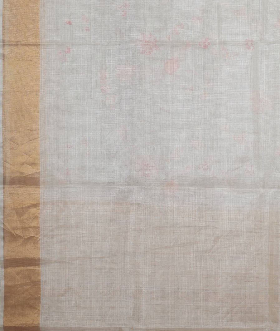 White Silk Kota Embroidery Saree T3523193