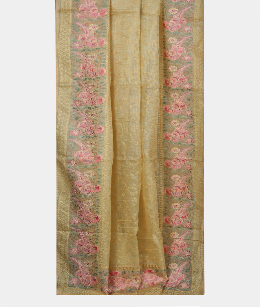 Yellow Silk Kota Embroidery Saree T3831942