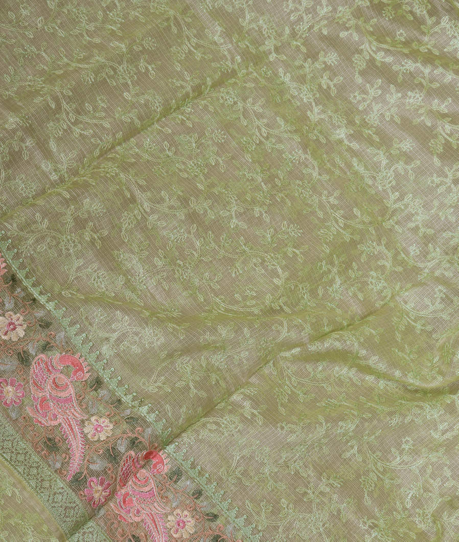 Green Silk Kota Embroidery Saree T383193-image