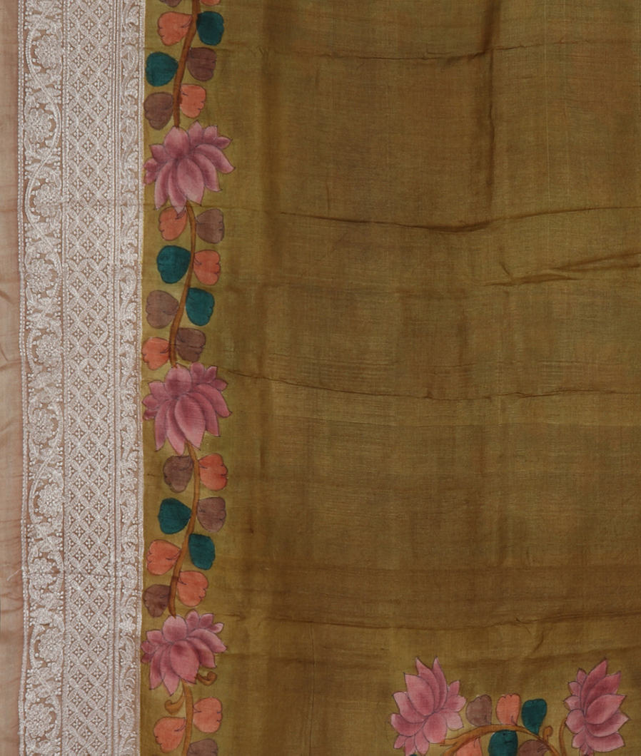 Green Tussar Printed Saree T3830983