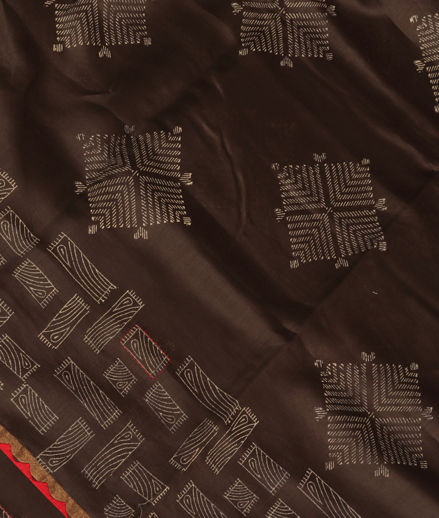 Brown Chanderi Cotton Saree T345795-image