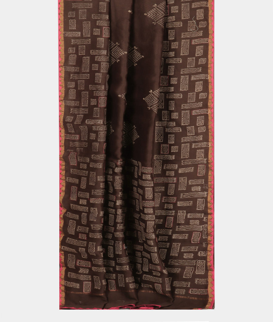 Brown Chanderi Cotton Saree T3457952