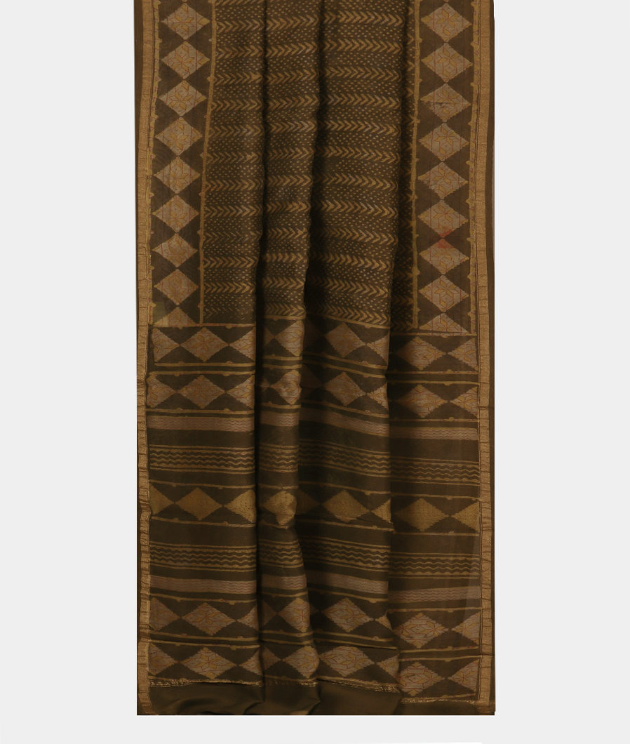 Dark Green Soft Printed Cotton Saree T3834312
