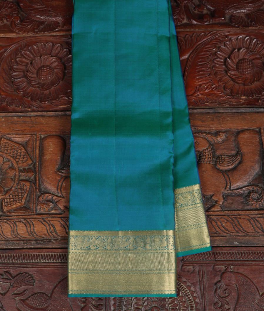 Peacock Blue Soft Silk Saree T375392-image