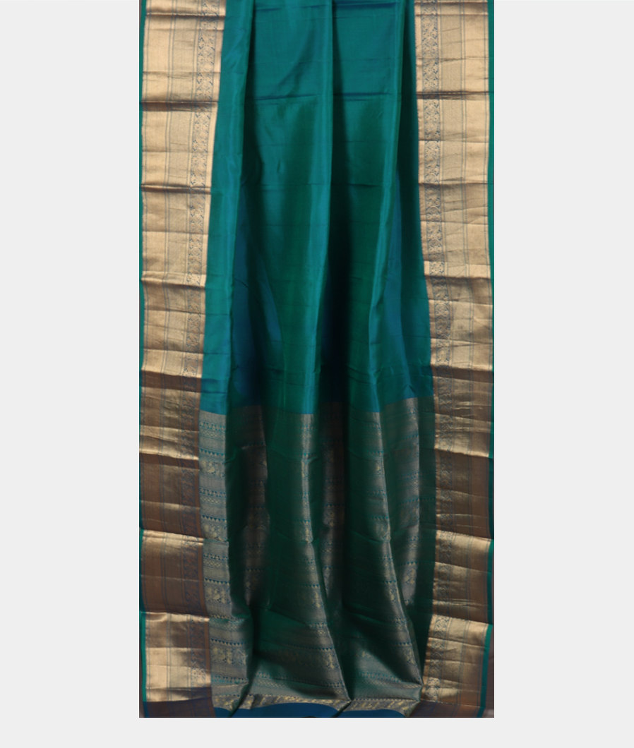 Peacock Blue Soft Silk Saree T3753922