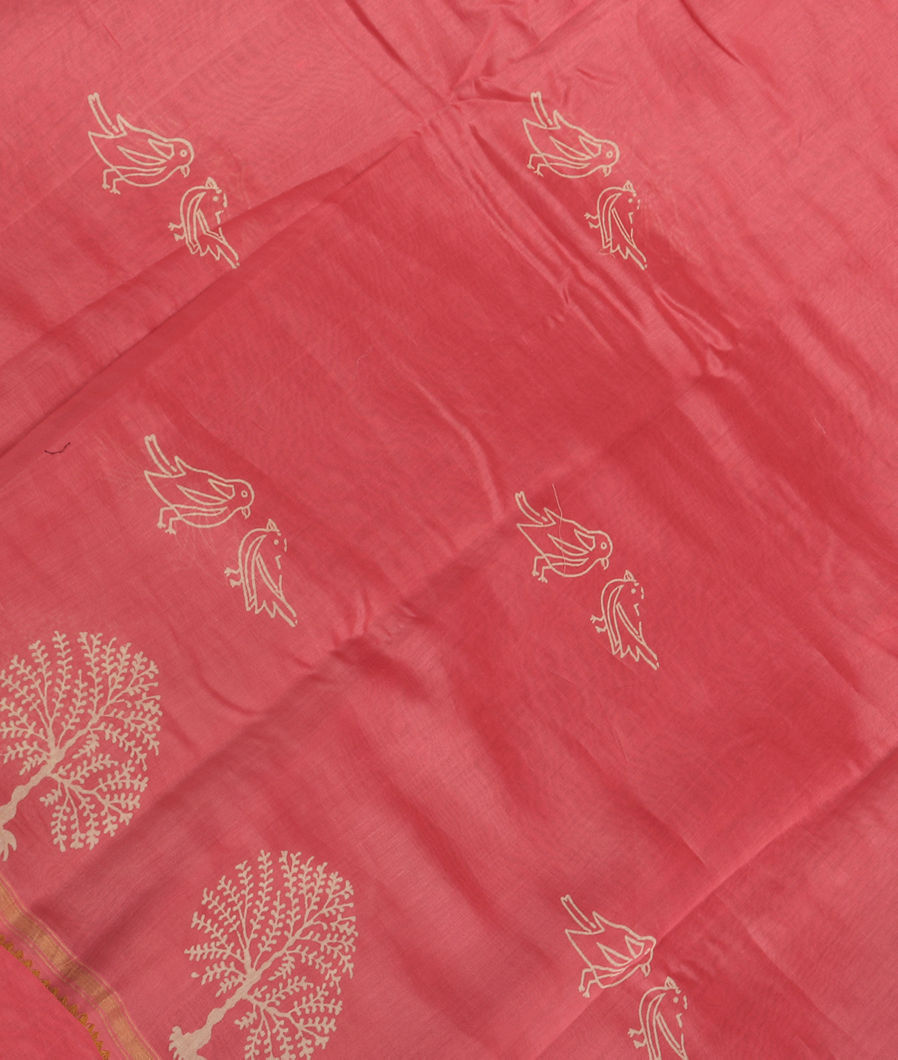Pink Chanderi Cotton Saree T363565-image