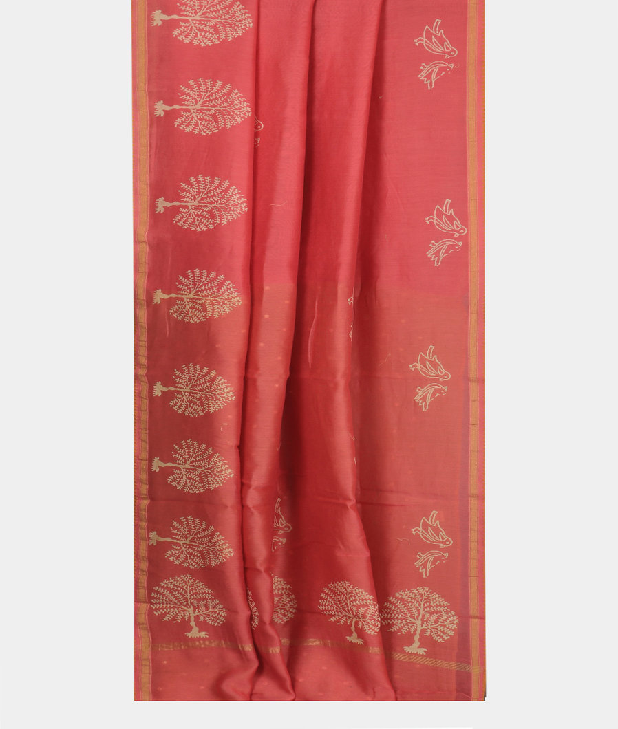 Pink Chanderi Cotton Saree T3635652
