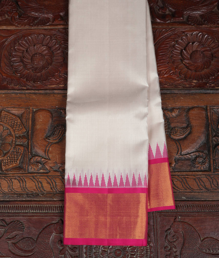 White Handwoven Kanjivaram Silk Saree T374871-image