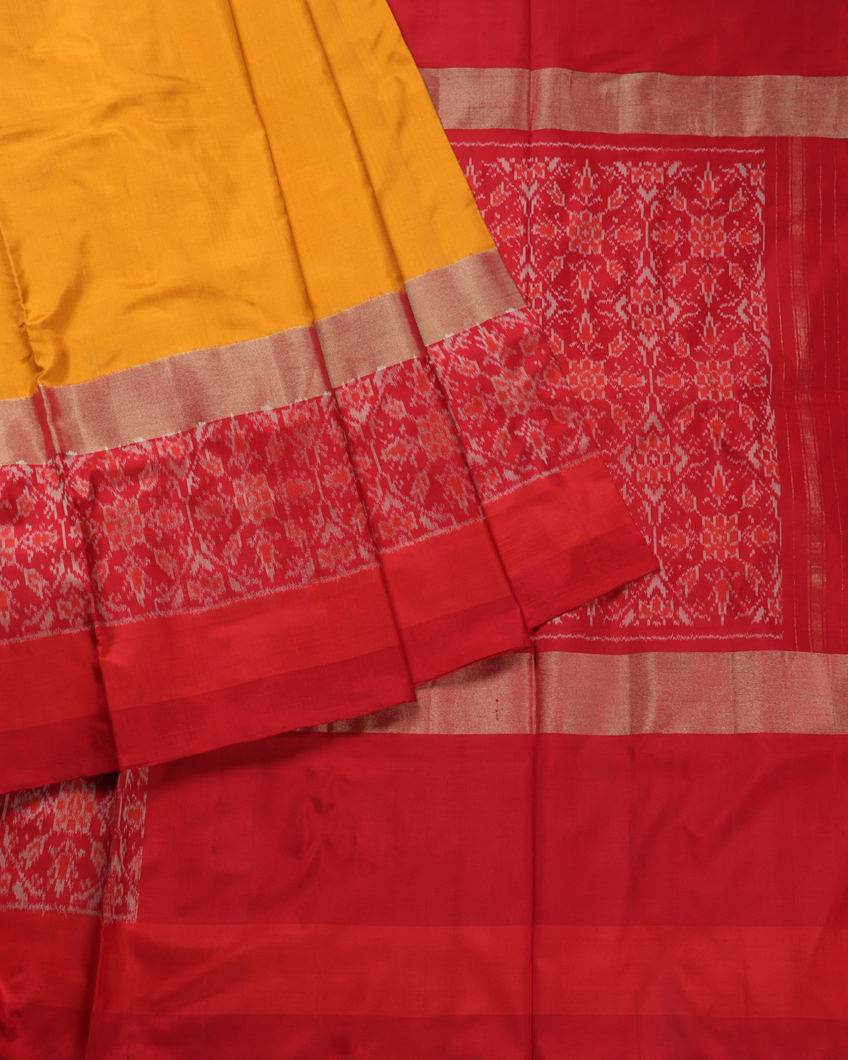 Yellow Ikat Silk Saree T3575822