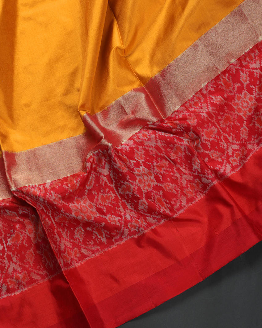 Yellow Ikat Silk Saree T3575824