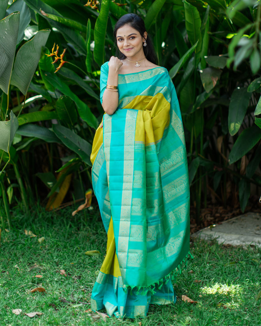 Buy Green Kanjivaram Silk Saree T377398