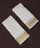 White Handwoven Kanjivaram Silk Dhoti and Vastharam T3445431