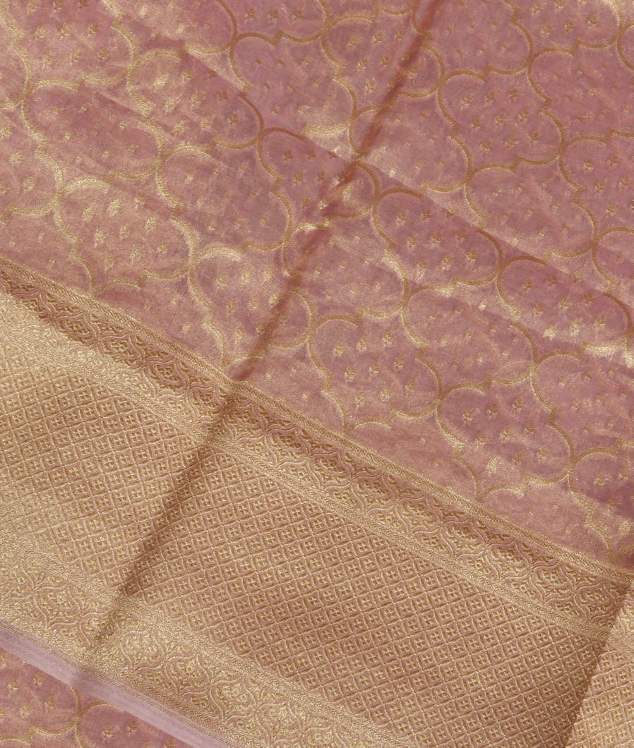 Lavender pink Banaras Organza Saree T382308-image