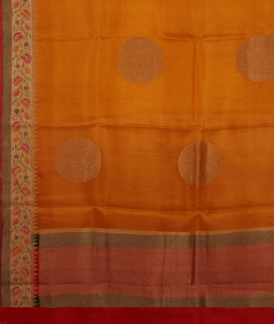 Yellow Banaras Organza Saree T3823394