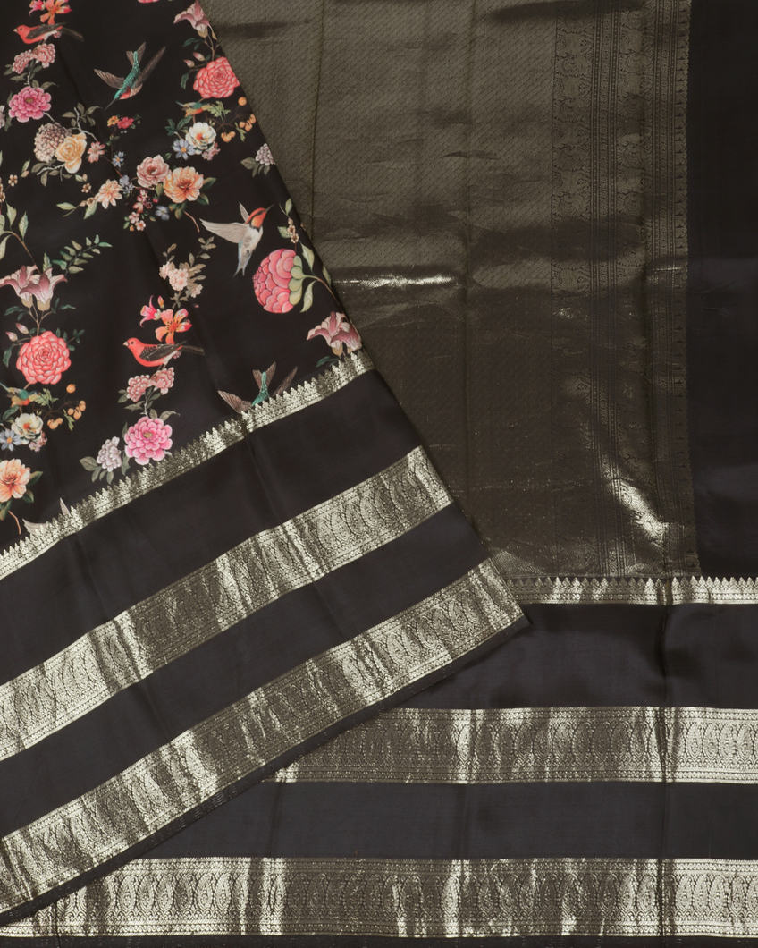 Black Printed kanjivaram Silk Saree T290773-image