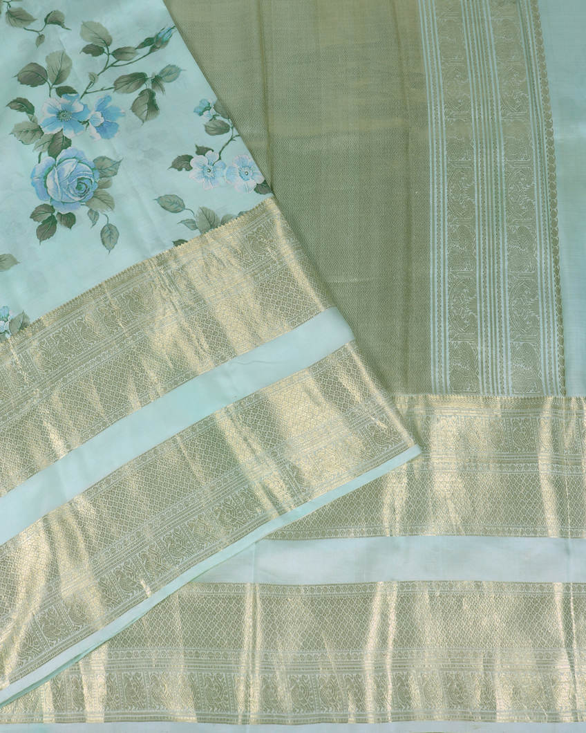 Powder Blue Printed kanjivaram Silk Saree T290777-image