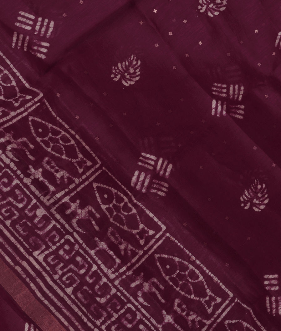 Burgundy Linen Printed Saree T383404-image