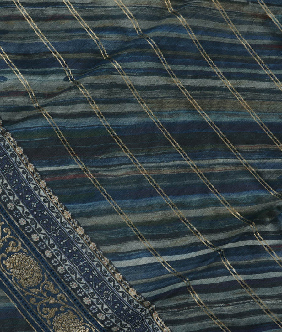 Multicolour Tussar Printed Saree T298669-image