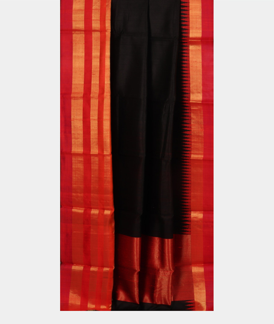 Black Woven Tussar Saree T3776122