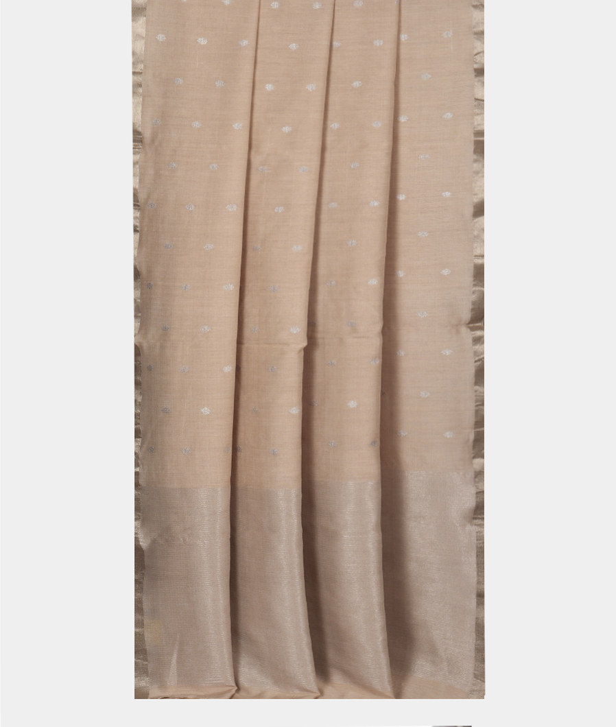 Off-White Handwoven Tussar Saree T3786322